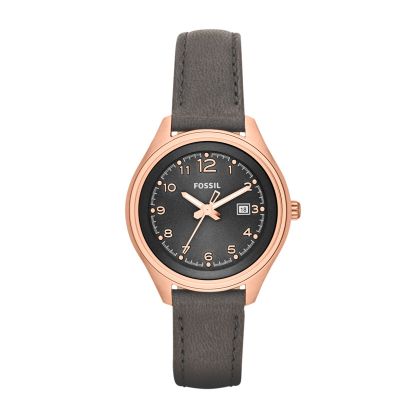 Orologio a Tre Lancette Flight in Pelle - Grigio