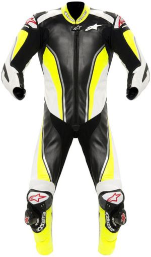 Tuta in pelle Alpinestars Race Replica - Giallo ad alta visibilità/Nero/Bianco