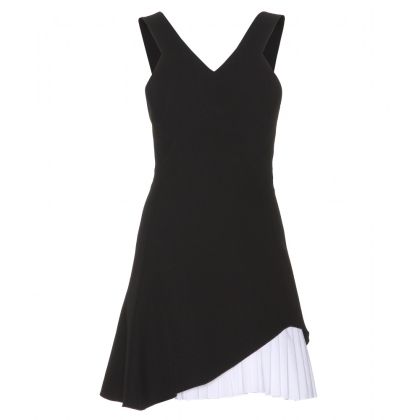 Vestito bianco e nero in seta e lana