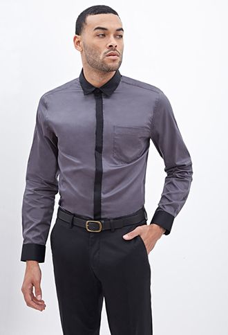 Camicia con colletto colorato