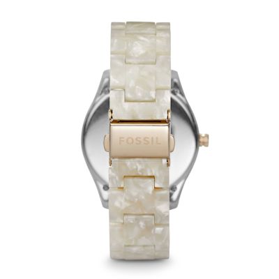 Orologio multifunzione in resina Stella - Bianco perla con rosa