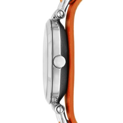Orologio in Pelle a Tre Lancette Georgia - Arancione