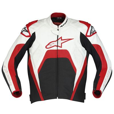 Giacca in pelle Alpinestars Tech 1-R - Bianco/Rosso