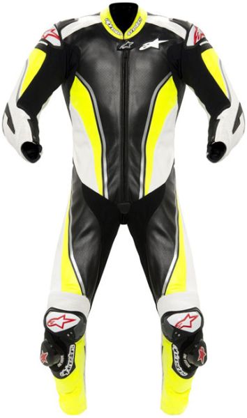 Tuta in pelle Alpinestars Race Replica - Giallo ad alta visibilità/Nero/Bianco