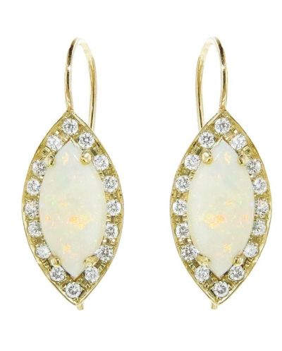 Orecchini Marquis Opal con Diamanti - Oro Giallo