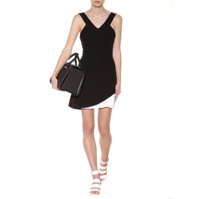 Vestito bianco e nero in seta e lana