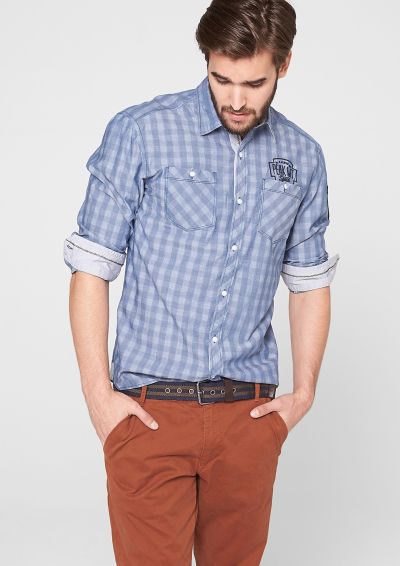 Camicia a quadri con ricamo